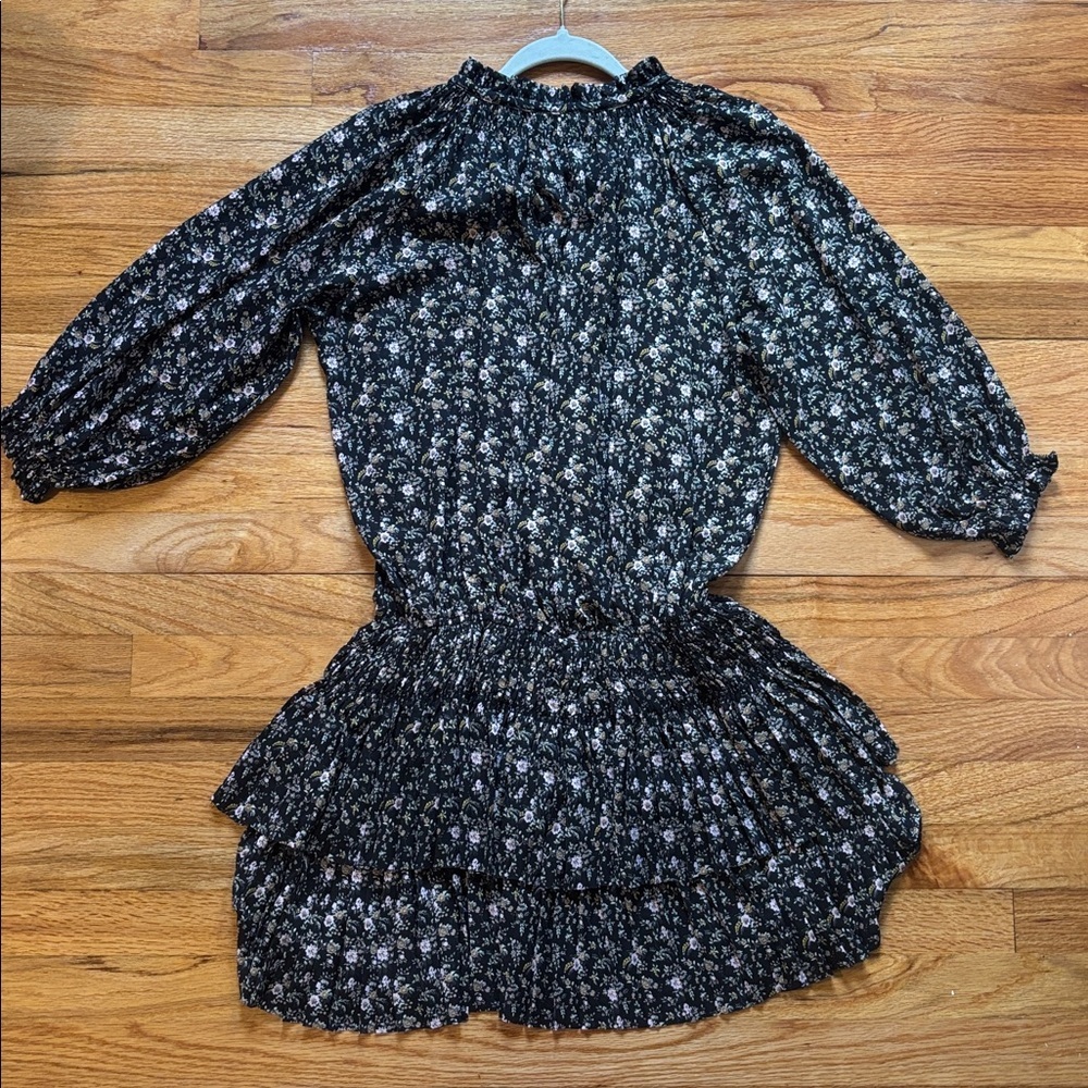 Current Air Black Floral Mini Dress Women’s Sz Small Oversized Boho Flowy - Picture 8 of 8